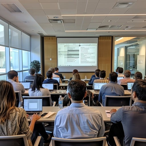 Salle de formation moderne avec équipement audiovisuel